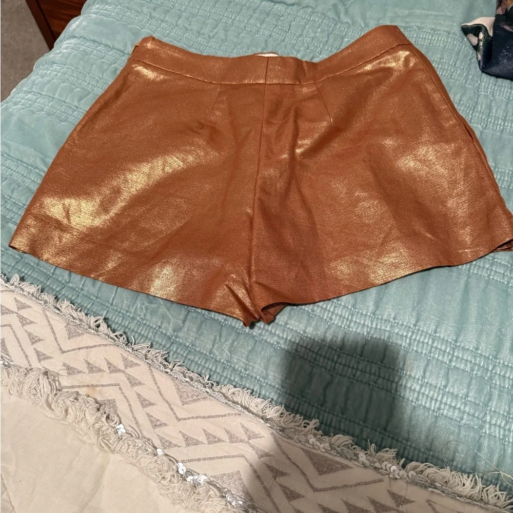 J. Crew Metallic Copper Mini Skirt